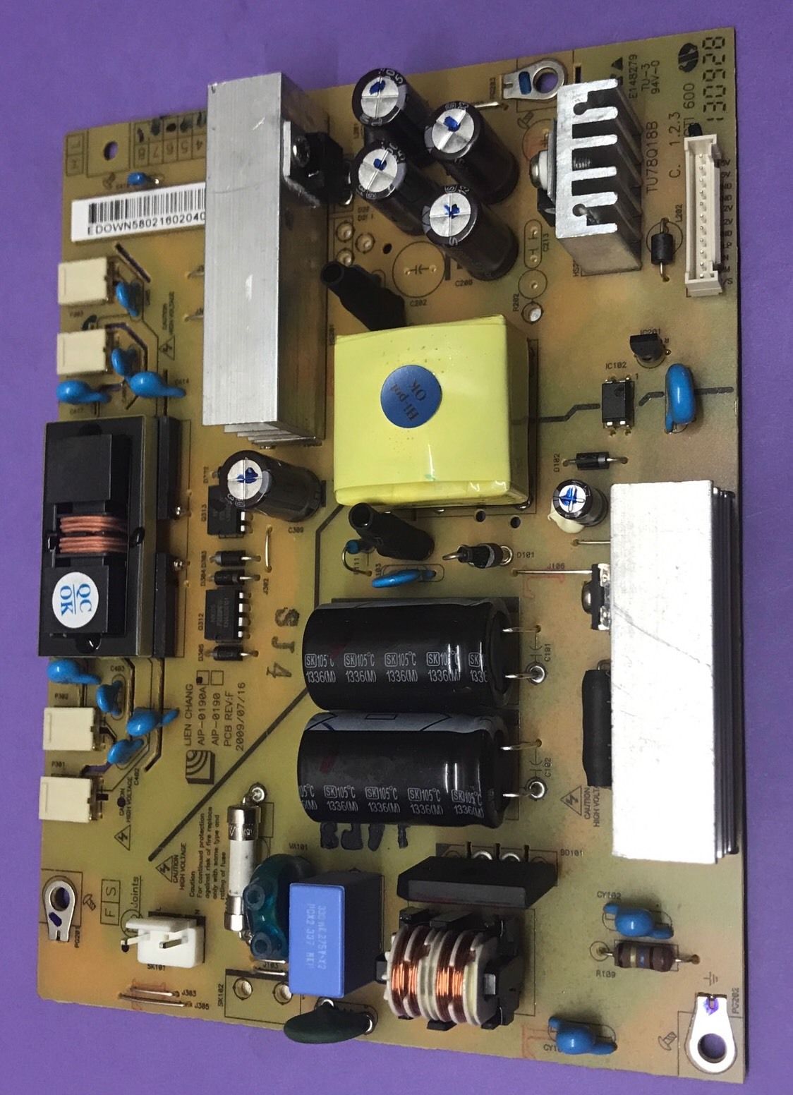Used Lg TV Power Supply Board AIP-0190A (ref N1634)